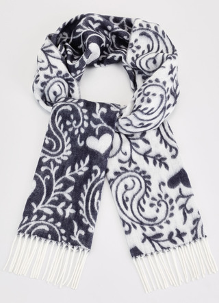 Schal mit Paisley- und Herzmotiven