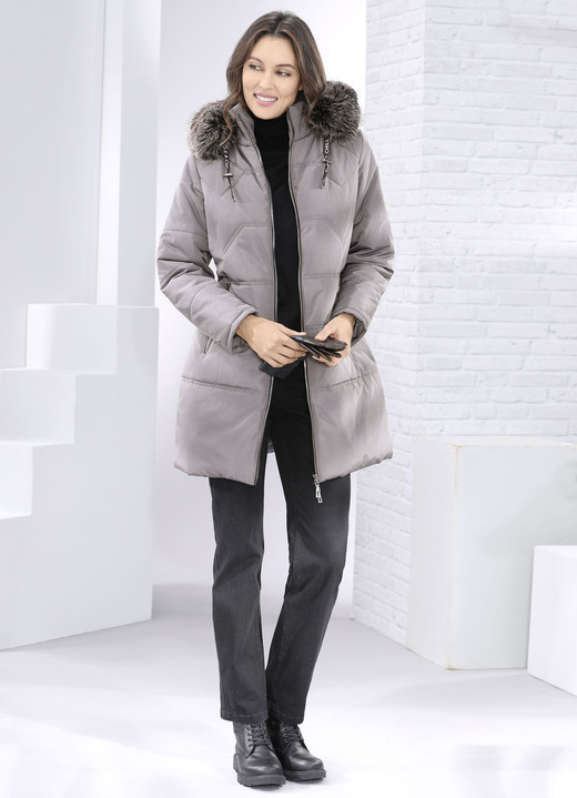 Wintermäntel - Kurzmantel mit abnehmbarem Kunstpelz-Besatz, in Größe 038 bis 054, in Farbe SCHWARZ Ansicht 4