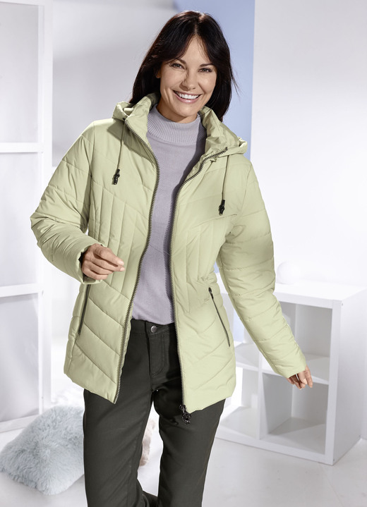 Winterjacken - Jacke mit abnehmbarer Kapuze Ansicht 2 Winterjacken - Jacke mit abnehmbarer Kapuze, in Größe 038 bis 054, in Farbe LINDGRÜN Ansicht 2