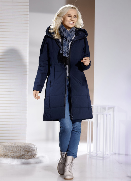 Wintermäntel - Kurzmantel mit fester Kapuze, in Größe 038 bis 054, in Farbe NACHTBLAU Ansicht 2
