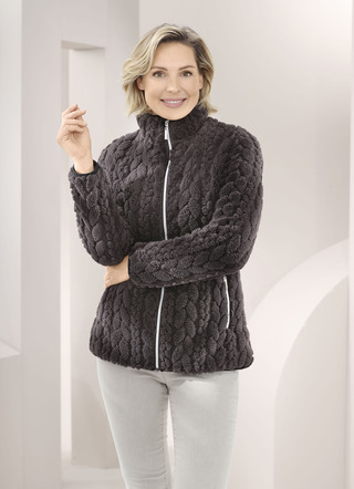 Fleecejacke mit Zopfmuster