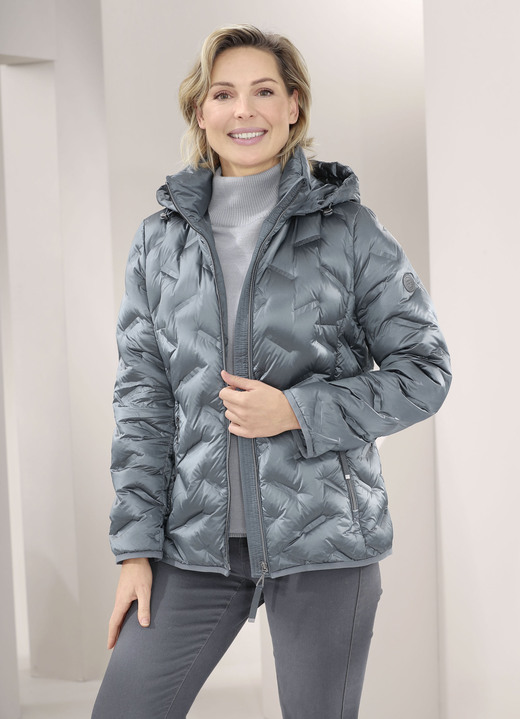 Jacken - Daunenjacke mit abnehmbarer Kapuze, in Größe 034 bis 052, in Farbe STAHLBLAU Ansicht 2