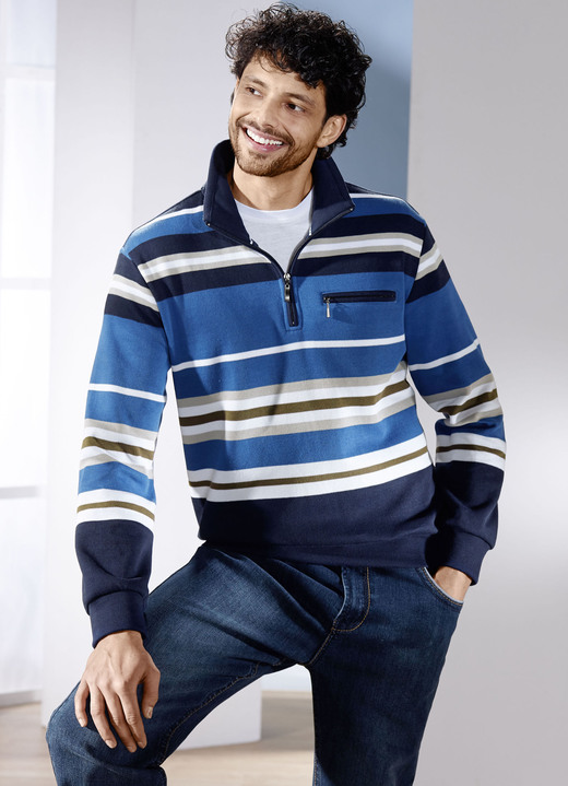 Sweatshirts - Troyer mit Brusttasche, in Größe 046 bis 062, in Farbe ROYALBLAU-MARINE-WEISS