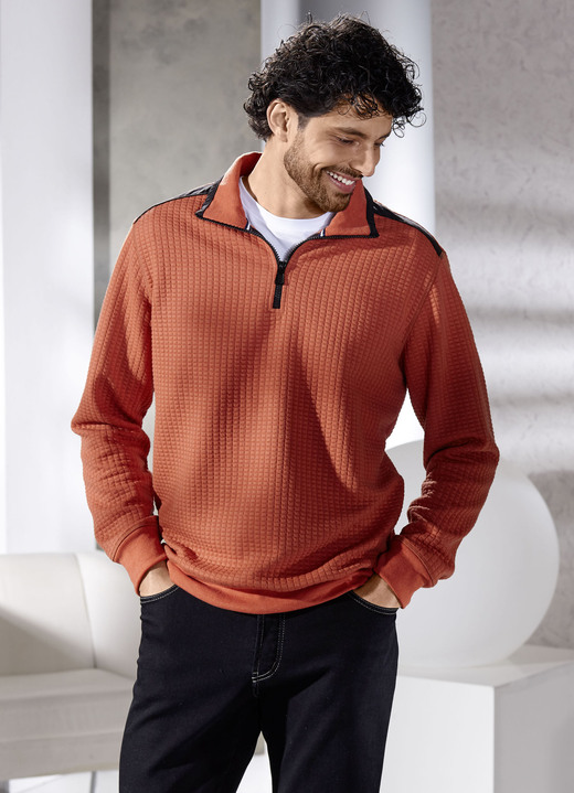 Sweatshirts - Troyer mit Strukturdessin, in Größe 046 bis 062, in Farbe TERRA Ansicht 1