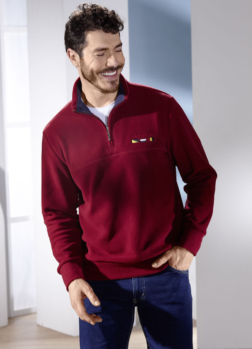 Sweatshirts - Fleecetroyer in 3 Farben, in Größe 046 bis 064, in Farbe DUNKELROT Ansicht 1