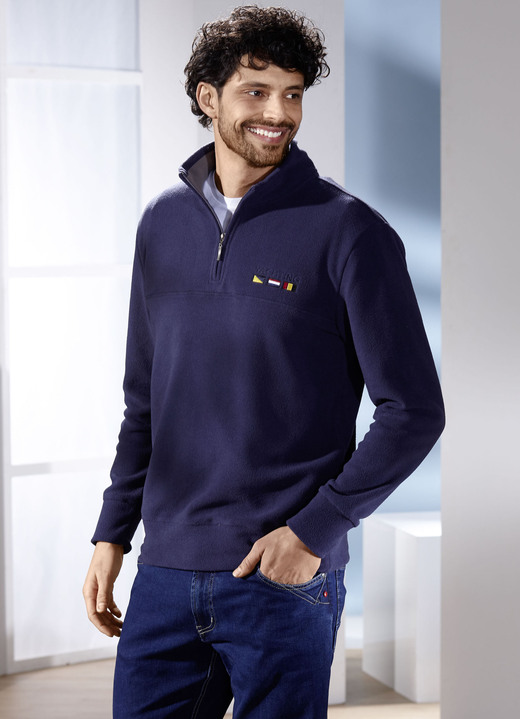 Sweatshirts - Fleecetroyer in 3 Farben, in Größe 046 bis 064, in Farbe MARINE Ansicht 1
