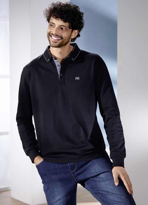 Sweatshirts - Poloshirt von „Milano Italy“, in Größe 3XL (64/66) bis XXL (60/62), in Farbe SCHWARZ Ansicht 1