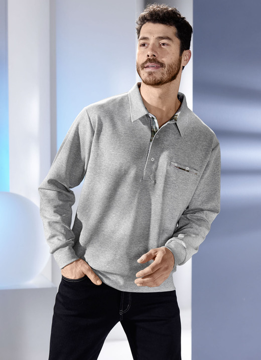 Sweatshirts - Poloshirt in 3 Farben, in Größe 046 bis 062, in Farbe DUNKELBLAU Ansicht 4