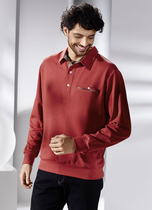 Sweatshirts - Poloshirt in 3 Farben, in Größe 046 bis 062, in Farbe DUNKELBLAU Ansicht 3