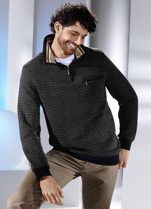 Sweatshirts - Troyer mit Brusttasche, in Größe 046 bis 062, in Farbe ANTHRAZIT MELIERT