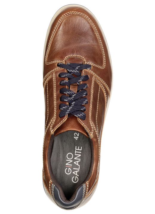 Slipper & Schnürschuhe - GINO GALANTE, klassische Herren-Schnürschuhe, mit blauem Besatz, in Größe 040 bis 046, in Farbe COGNAC Ansicht 2