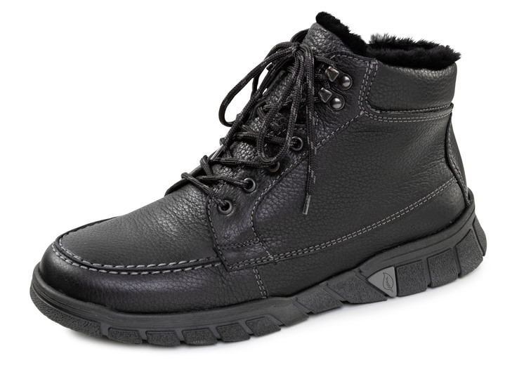 Stiefeletten - Waldläufer, gefütterte Herren-Boots, Winterschuhe, Weite H, mit Lammfell, in Größe 10 bis 9 1/2, in Farbe SCHWARZ Ansicht 1