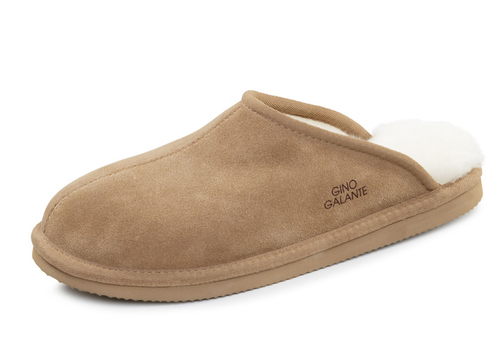 Stiefeletten - GINO GALANTE, trendige Herren-Hausschuhe, mit Lammfell, in Größe 041 bis 047, in Farbe CAMEL Ansicht 1