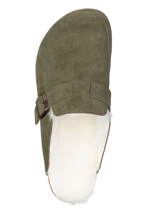 Hausschuhe - Gefütterte Herren-Clogs, mit Lammfell, in Größe 041 bis 047, in Farbe COGNAC Ansicht 6