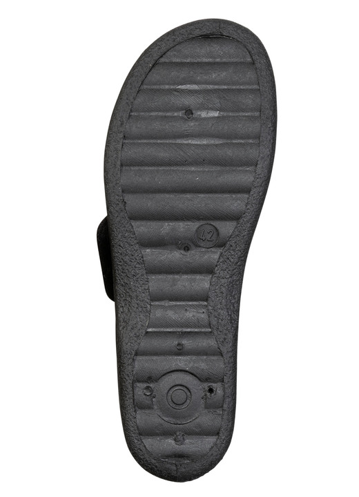 Hausschuhe - Gefütterte Herren-Hausschuhe, mit Schurwolle, in Größe 040 bis 046, in Farbe SCHWARZ Ansicht 3