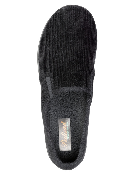 Hausschuhe - Klassische Herren-Hausschuhe, mit Gummizug, in Größe 040 bis 046, in Farbe SCHWARZ Ansicht 2