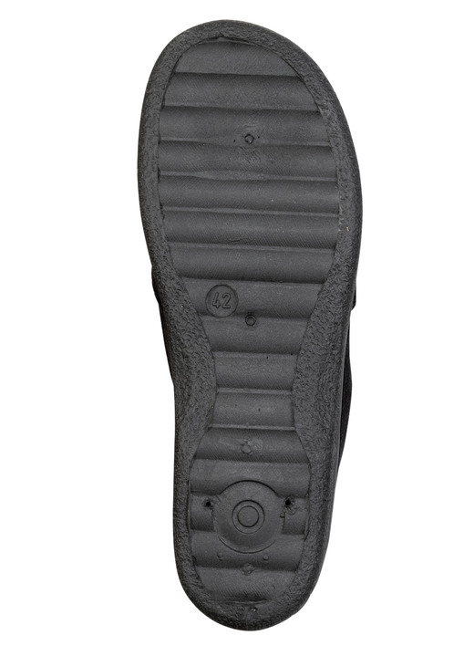 Hausschuhe - Klassische Herren-Hausschuhe, mit Gummizug, in Größe 040 bis 046, in Farbe SCHWARZ Ansicht 3