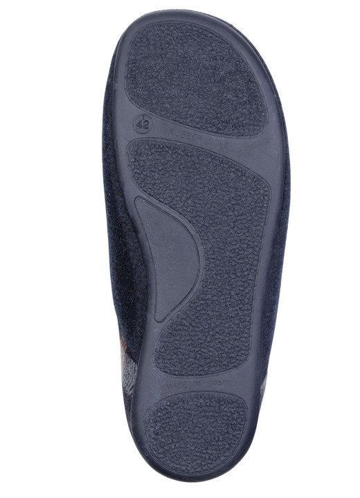 Hausschuhe - Klassische Herren-Hausschuhe, mit herausnehmbarem Fußbett, in Größe 040 bis 046, in Farbe BLAU-CAMEL Ansicht 3