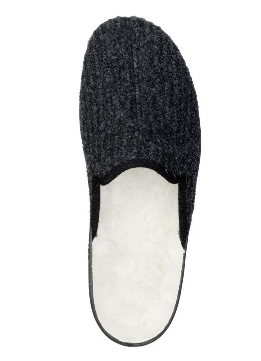 Hausschuhe - Gefütterte Herren-Hausschuhe, mit Schurwolle, in Größe 040 bis 046, in Farbe SCHWARZ Ansicht 2