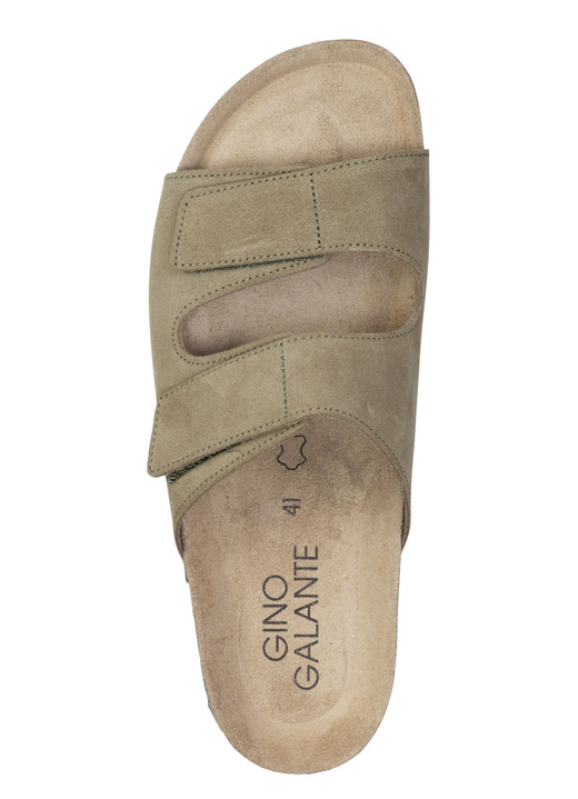 Sandalen & Pantoletten - GINO GALANTE, klassiche Herren-Pantoletten, Weite H, mit Klettverschluss, in Größe 040 bis 046, in Farbe OLIV Ansicht 2