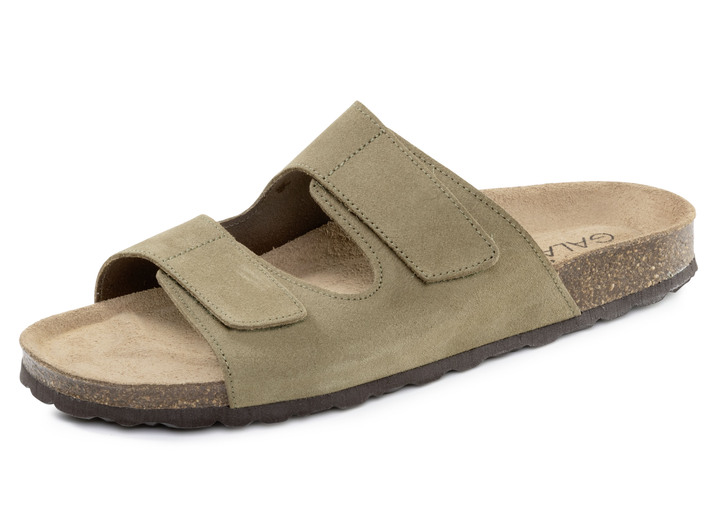 Sandalen & Pantoletten - GINO GALANTE, klassiche Herren-Pantoletten, Weite H, mit Klettverschluss, in Größe 040 bis 046, in Farbe BRAUN Ansicht 4