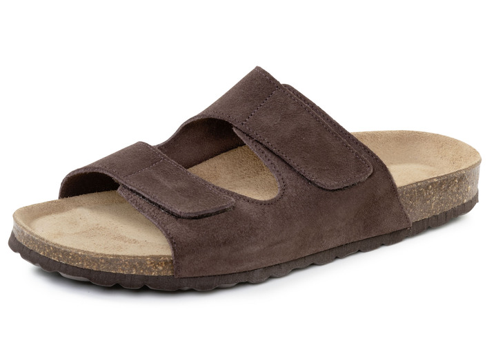 Herrenmode - GINO GALANTE, klassiche Herren-Pantoletten, Weite H, mit Klettverschluss, in Größe 040 bis 046, in Farbe BRAUN Ansicht 1