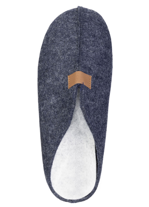 Hausschuhe - Klassische Herren-Hausschuhe, aus Wollfilz, in Größe 040 bis 046, in Farbe BLAU Ansicht 2