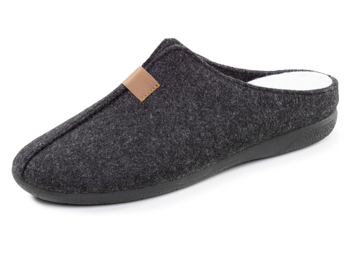 Hausschuhe - Klassische Herren-Hausschuhe, aus Wollfilz, in Größe 040 bis 046, in Farbe BLAU Ansicht 4