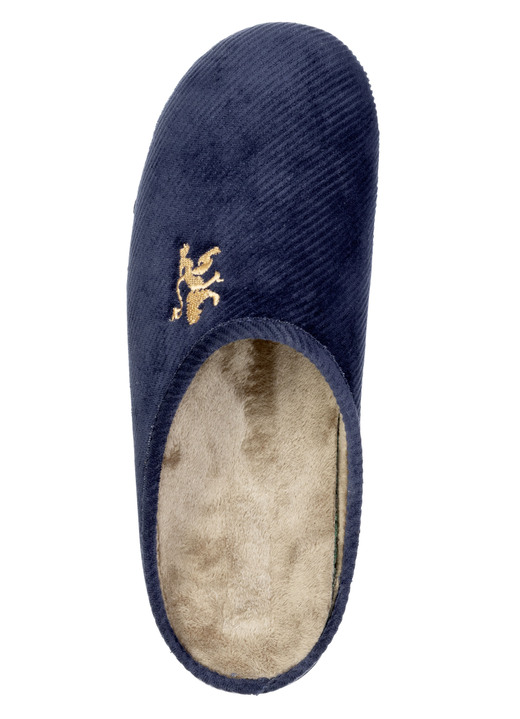 Herrenmode - Elegante Herren-Hausschuhe, mit herausnehmbarem Fußbett, in Größe 040 bis 046, in Farbe MARINE Ansicht 2