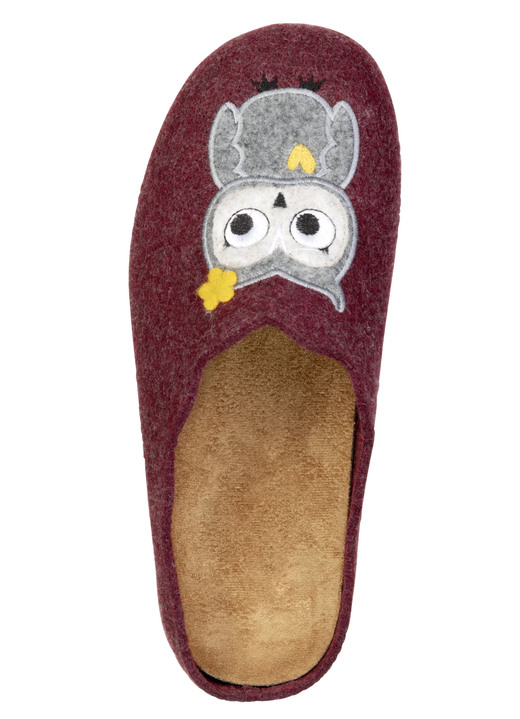 Hausschuhe - Laurina, klassiche Damen-Hausschuhe, mit herausnehmbarem Fußbett, in Größe 036 bis 041, in Farbe BORDEAUX Ansicht 2