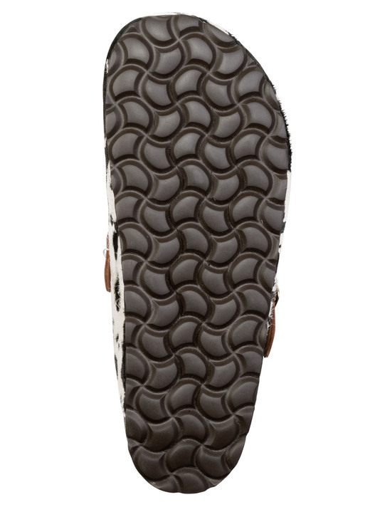 Hausschuhe - ELENA EDEN, trendige Damen-Clogs, Weite H, mit brauner Spange, in Größe 036 bis 042, in Farbe SCHWARZ-WEISS Ansicht 3