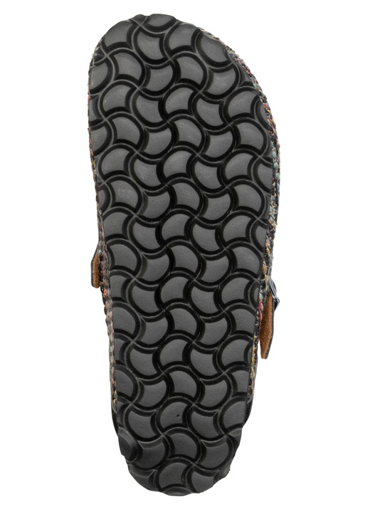 Hausschuhe - ELENA EDEN, klassische Damen-Clogs, Weite H, mit verstellbarer Spange, in Größe 036 bis 042, in Farbe SCHWARZ-MULTICOLOR Ansicht 3