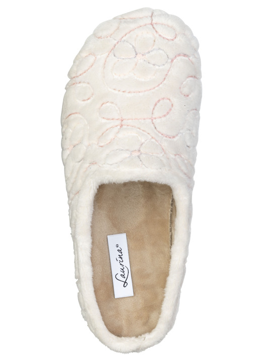 Hausschuhe - Laurina, gefütterte Damen-Hausschuhe, mit anatomisch geformtem Fußbett, in Größe 036 bis 042, in Farbe ECRU Ansicht 2