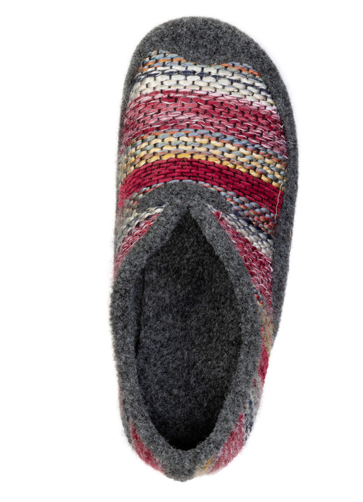 Hausschuhe - Laurina, bequeme Damen-Hausschuhe, Weite G, mit herausnehmbarem Fußbett, in Größe 036 bis 042, in Farbe GRAU-BUNT Ansicht 2