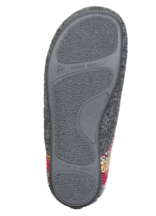 Hausschuhe - Laurina, bequeme Damen-Hausschuhe, Weite G, mit herausnehmbarem Fußbett, in Größe 036 bis 042, in Farbe GRAU-BUNT Ansicht 3