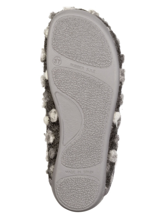 Hausschuhe - Laurina, klassische Damen-Hausschuhe, mit herausnehmbarem Fußbett, in Größe 036 bis 042, in Farbe GRAU-WEISS Ansicht 3