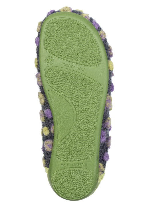 Hausschuhe - Laurina, klassische Damen-Hausschuhe, mit herausnehmbarem Fußbett, in Größe 036 bis 042, in Farbe GRÜN-BUNT Ansicht 3