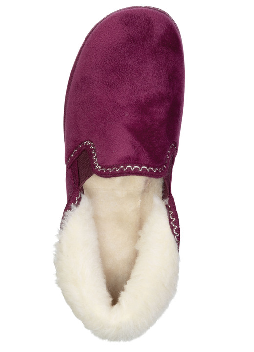 Hausschuhe - Laurina, warme Damen-Hausschuhe, mit Gummizug, in Größe 036 bis 042, in Farbe BORDEAUX Ansicht 2