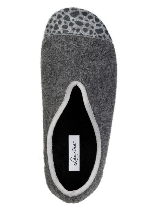 Hausschuhe - Laurina, trendige Damen-Hausschuhe, Weite H, mit Leo-Druck, in Größe 036 bis 042, in Farbe ANTHRAZIT-GRAU Ansicht 2