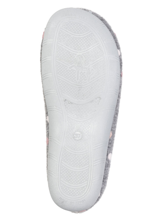 Hausschuhe - Laurina, klassische Damen-Hausschuhe, mit Pünktchen-Stickerei, in Größe 036 bis 042, in Farbe GRAU Ansicht 3