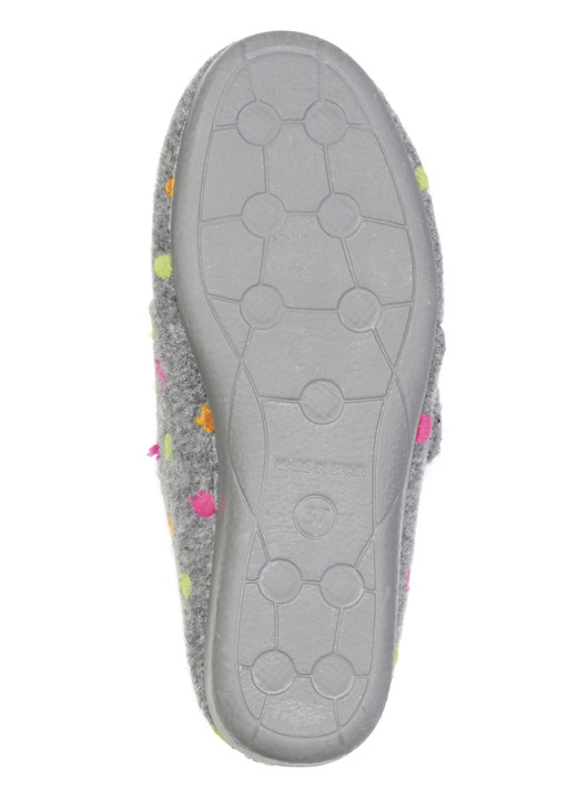 Hausschuhe - Laurina, klassische Damen-Hausschuhe, mit Klettverschluss, in Größe 036 bis 042, in Farbe GRAU Ansicht 3