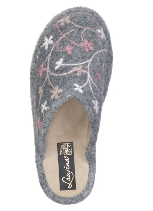 Hausschuhe - Laurina, leichte Damen-Hausschuhe, mit bunter Blüten-Stickerei, in Größe 036 bis 042, in Farbe BLAU Ansicht 5