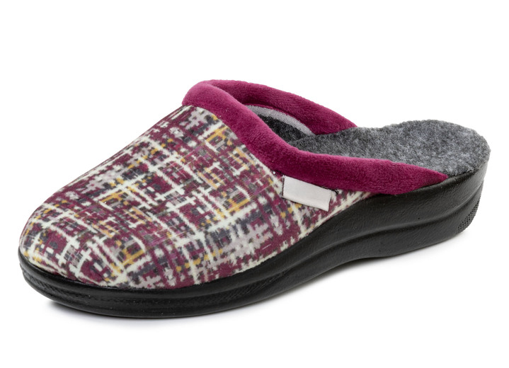 Hausschuhe - Klassische Damen-Hausschuhe, Weite G, mit angenehmer Polsterung, in Größe 036 bis 041, in Farbe SCHWARZ Ansicht 4