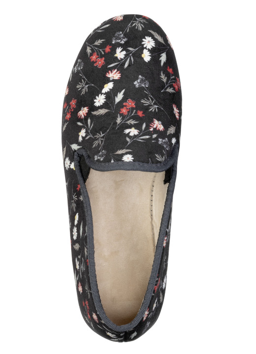 Hausschuhe - Klassische Damen-Hausschuhe, mit Gummizug, in Größe 036 bis 042, in Farbe SCHWARZ Ansicht 2