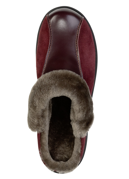 Hausschuhe - ELENA EDEN, warme Damen-Hausschuhe, Weite H, mit Lammfell, in Größe 036 bis 041, in Farbe BURGUND Ansicht 2