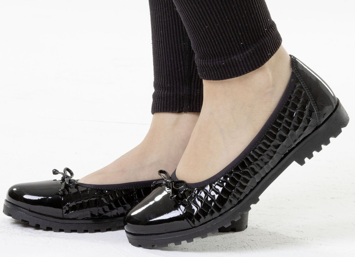 Pumps & Ballerina - ELENA EDEN, elegante Damen-Ballerinas, Weite G, mit Gummizug, in Größe 036 bis 042, in Farbe SCHWARZ Ansicht 4