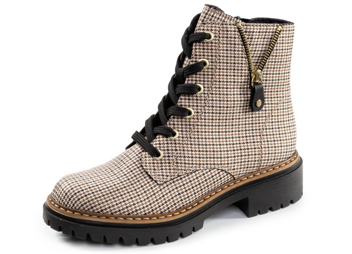 Stiefel & Stiefeletten - Rieker, trendige Damen-Stiefeletten, Winterschuhe, mit Reißverschluss, in Größe 036 bis 042, in Farbe BEIGE-SCHWARZ Ansicht 1