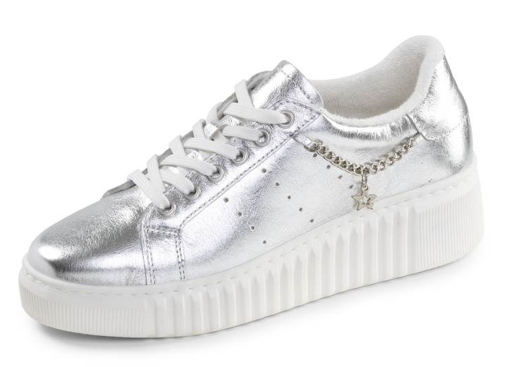 Slipper & Schnürschuhe - ELENA EDEN, stylische Damen-Sneaker, Weite G, herausnehmbares Fußbett, in Größe 036 bis 042, in Farbe SILBER Ansicht 1