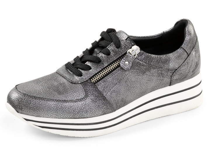 Slipper & Schnürschuhe - ELENA EDEN, bequeme Damen-Sneaker, Weite G, mit herausnehmbarem Fußbett, in Größe 036 bis 042, in Farbe ALTSILBER Ansicht 1