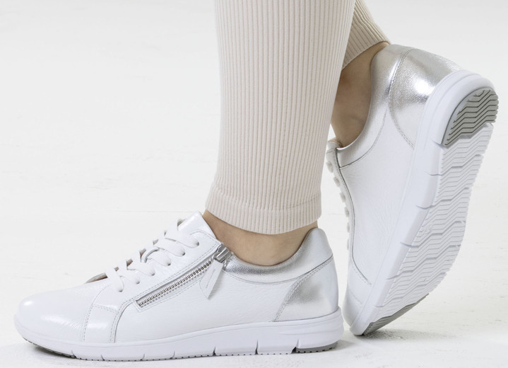 Slipper & Schnürschuhe - ELENA EDEN, bequeme Damen-Sneaker, Weite G, mit herausnehmbarem Fußbett, in Größe 036 bis 042, in Farbe WEISS-SILBER Ansicht 5